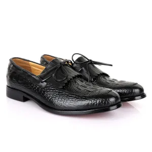 LoriBlu Exotic Croc Lashes  Black Leather Shoe