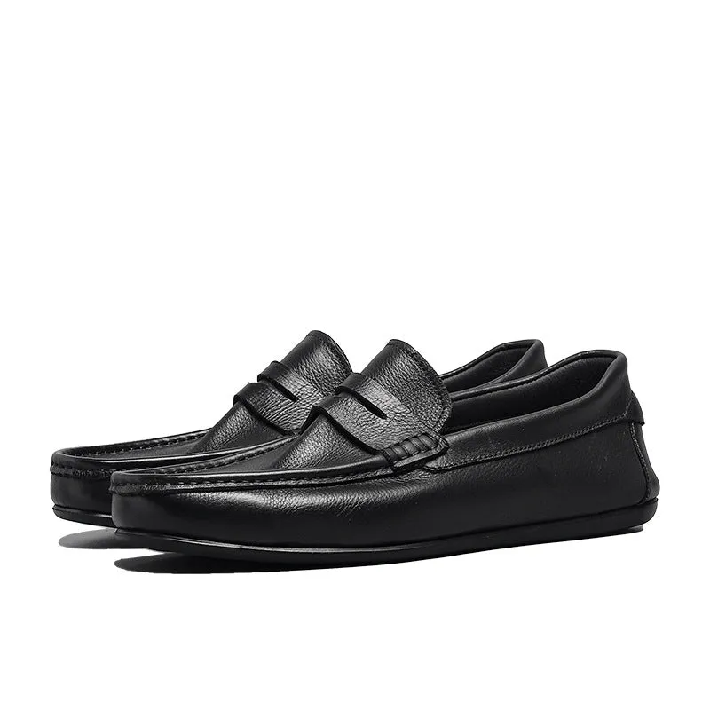 Men Retro Casual Cowhide Leather Soft Flat Loafers