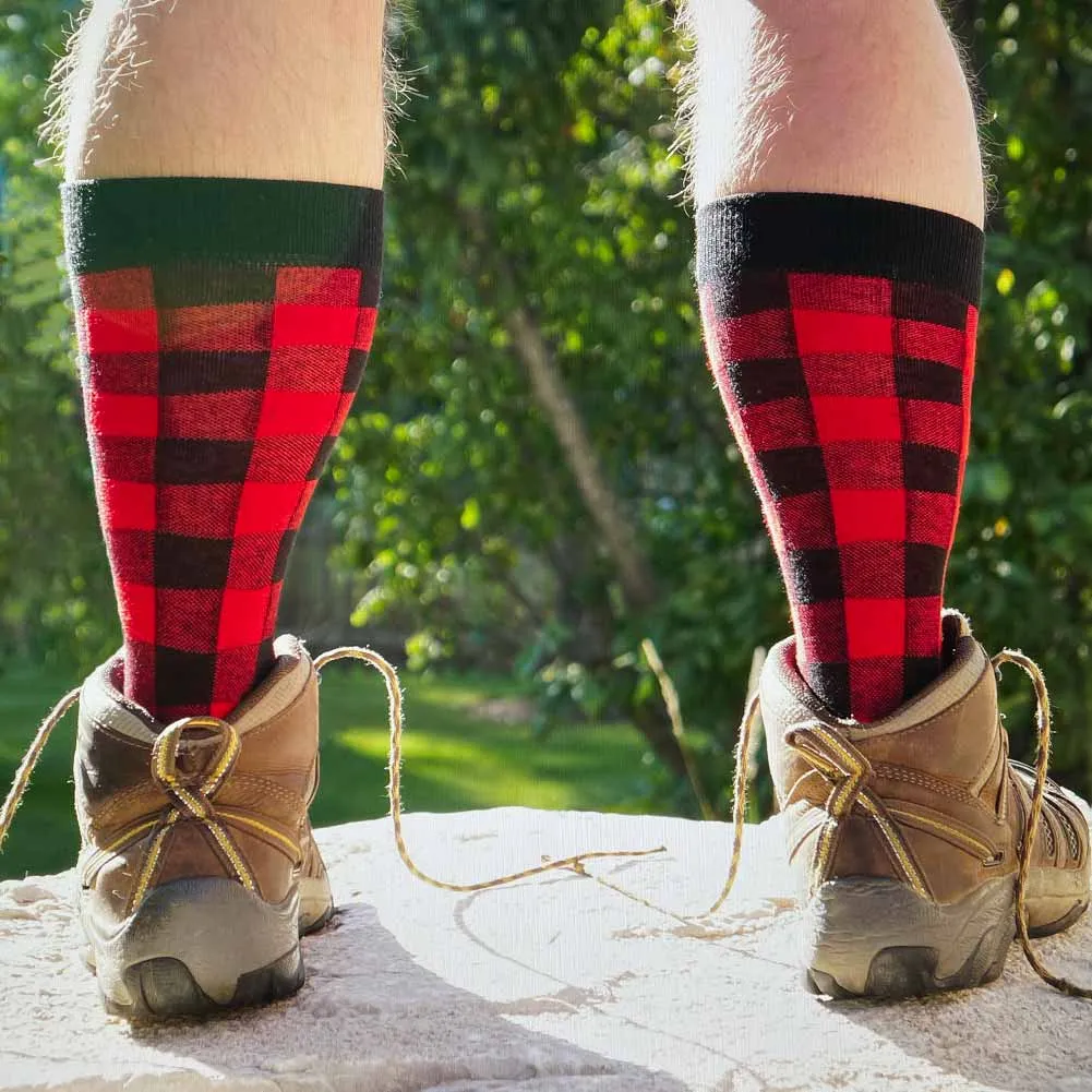 Men's Red and Black Buffalo Plaid Socks