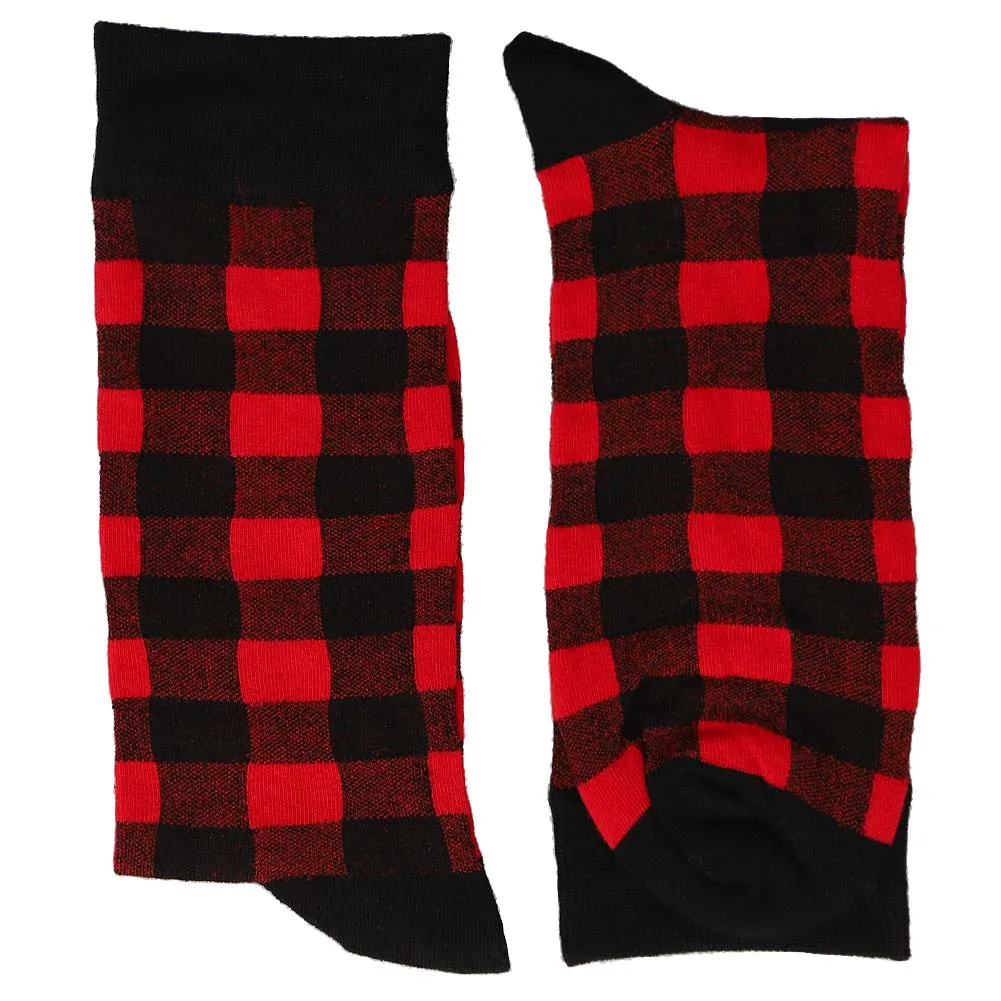 Men's Red and Black Buffalo Plaid Socks