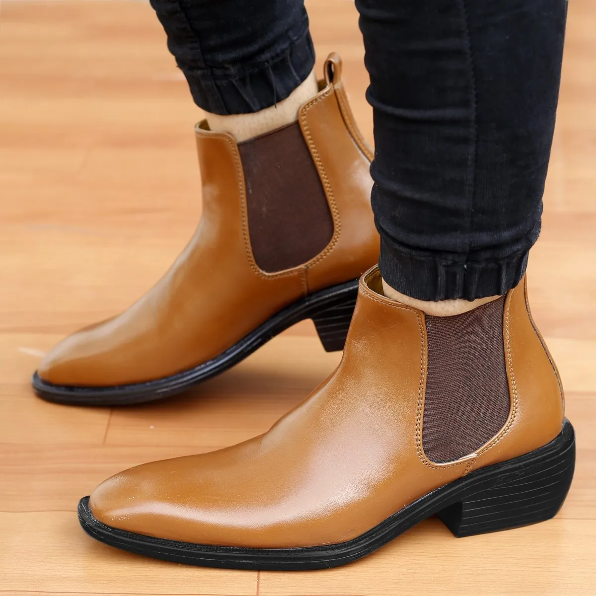 Men's Stylish Hidden Height Formal and Casual Wear British Chelsea Ankle Boots