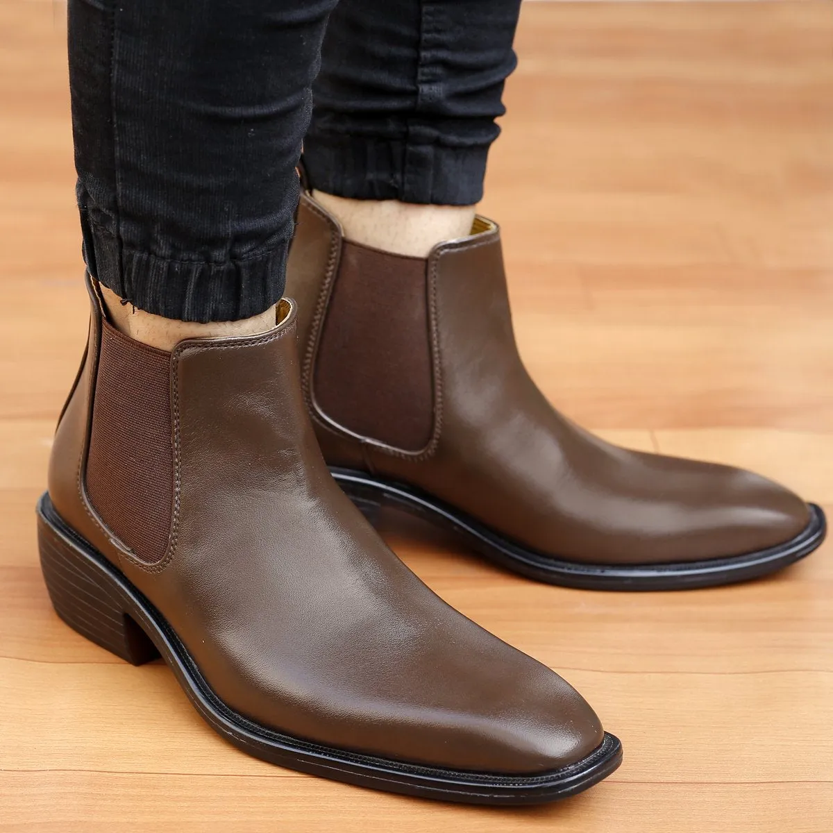 Men's Stylish Hidden Height Formal and Casual Wear British Chelsea Ankle Boots