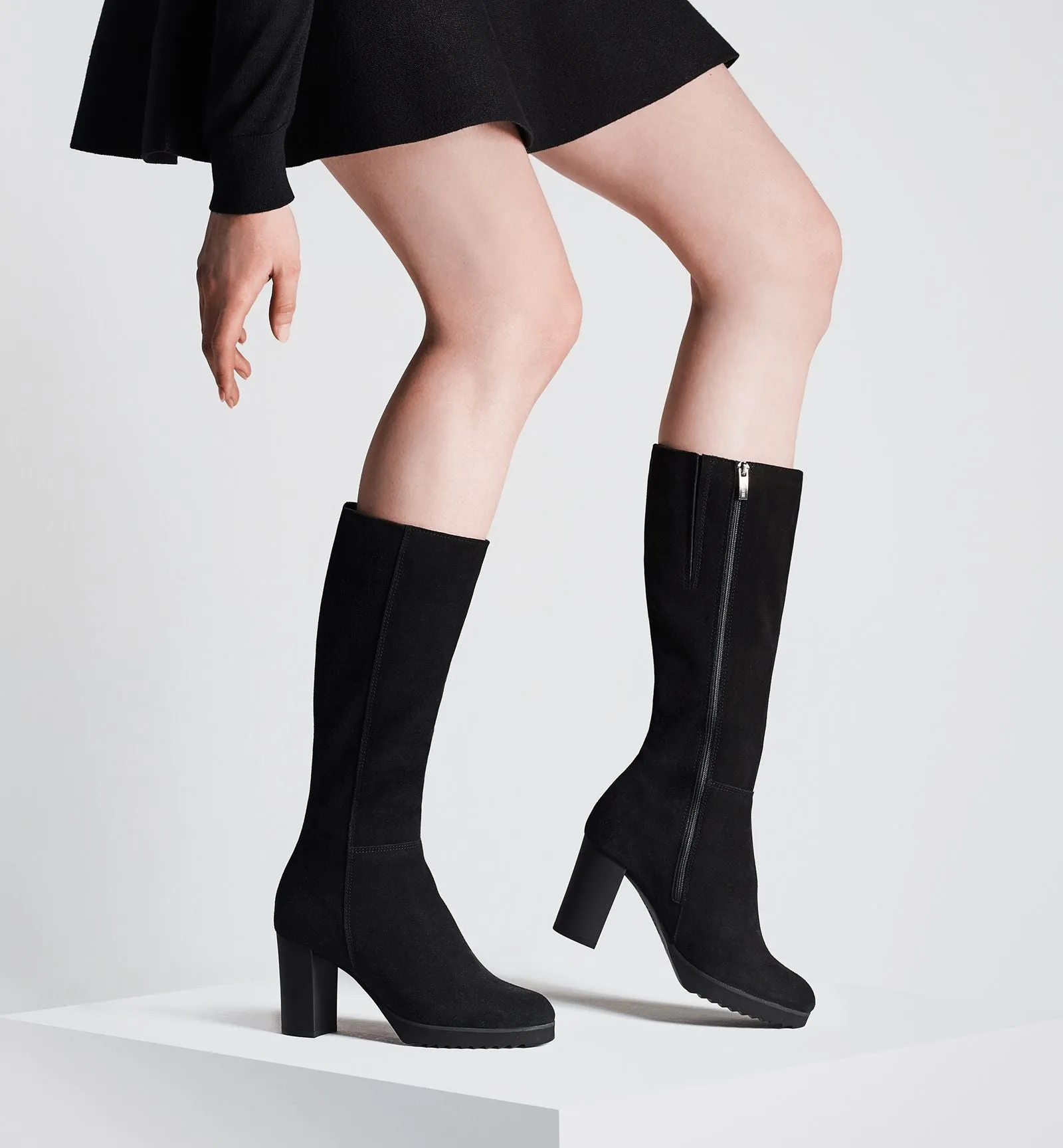 Monique Suede Tall Boot | Black