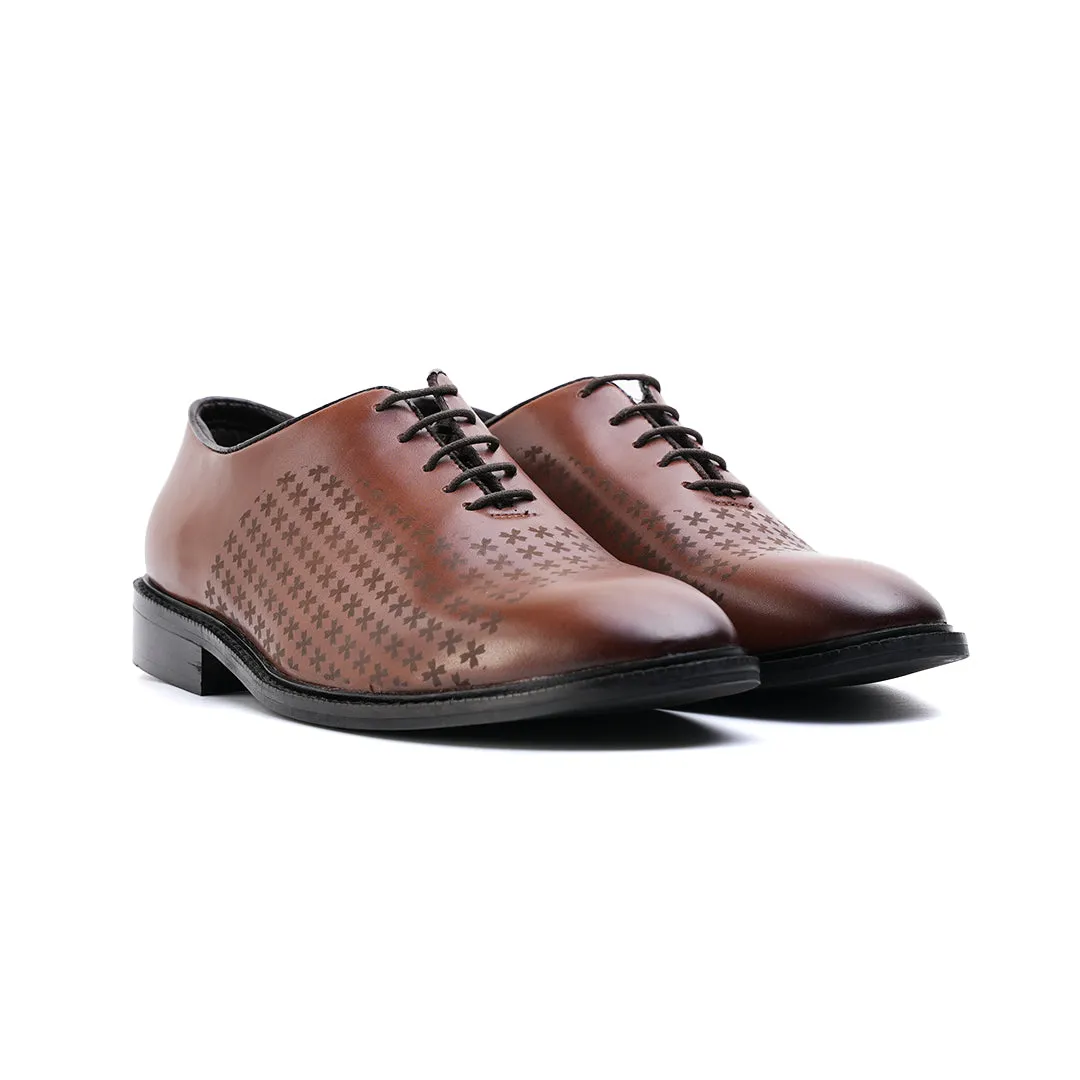 Monkstory Laser-Etched Oxford Lace-ups - Brown