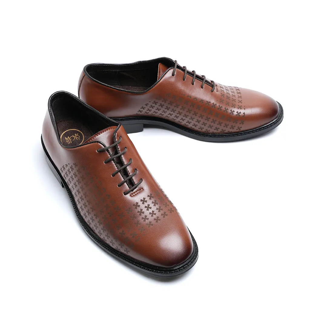 Monkstory Laser-Etched Oxford Lace-ups - Brown