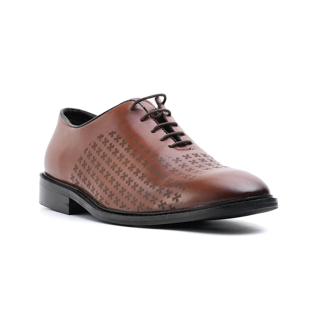 Monkstory Laser-Etched Oxford Lace-ups - Brown