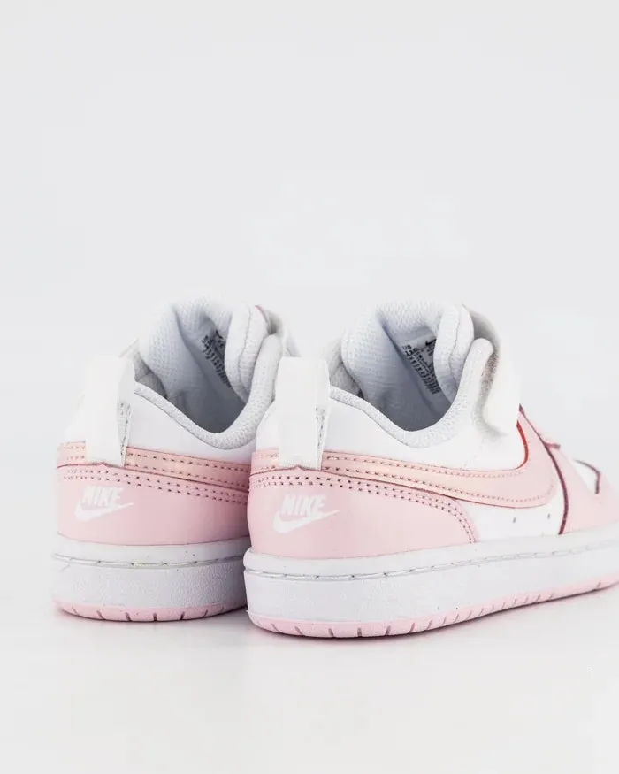 NIKE KIDS COURT BOROUGH LOW 2 SE1 - WHITE/PINK FOAM