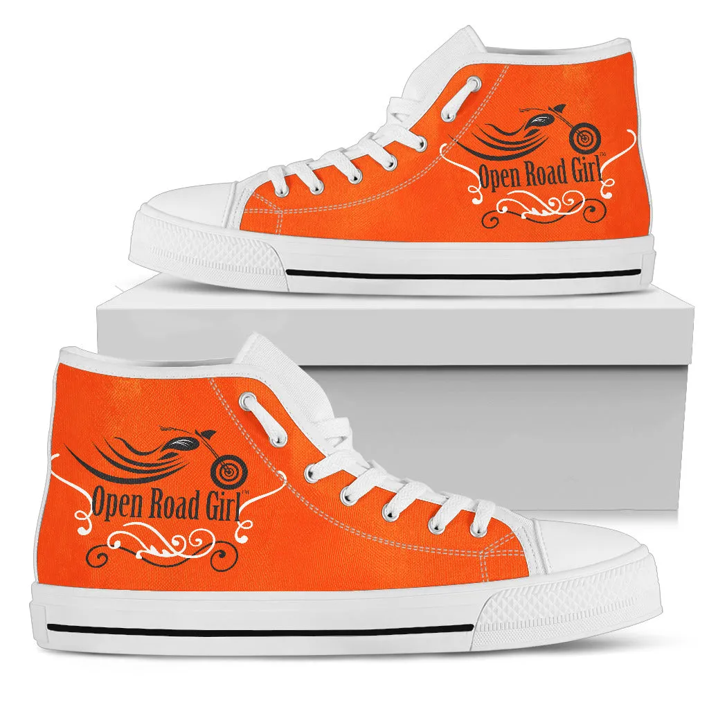 Orange "Open Road Girl" Women's High Top Sneakers