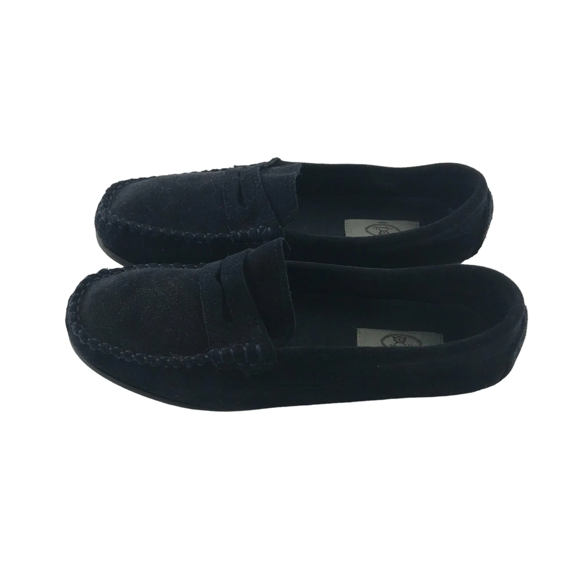 Papouelli London moccasins shoe size 3 navy blue suede plain