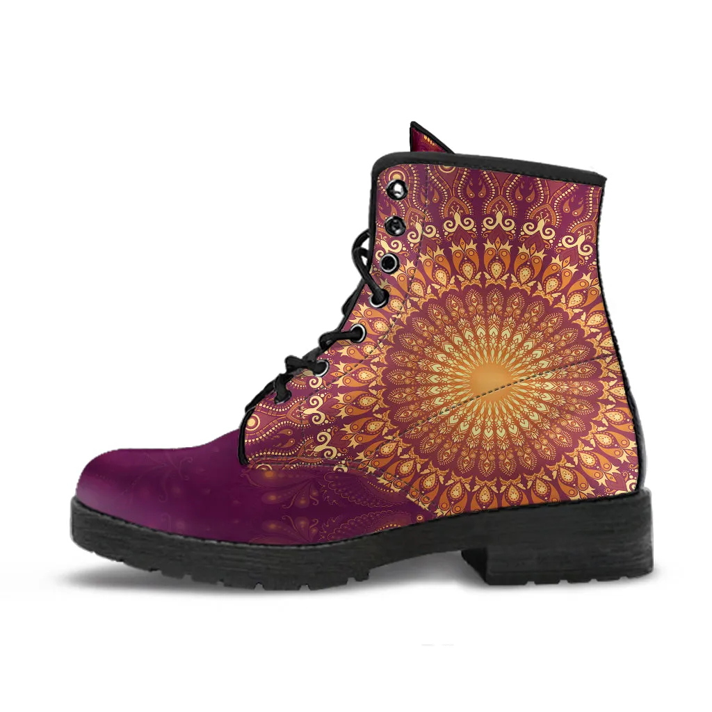 Peacock Feather Mandala - Moon | Leather Boots | Mandalazed