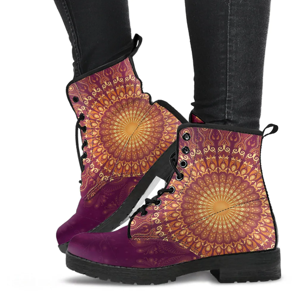 Peacock Feather Mandala - Moon | Leather Boots | Mandalazed