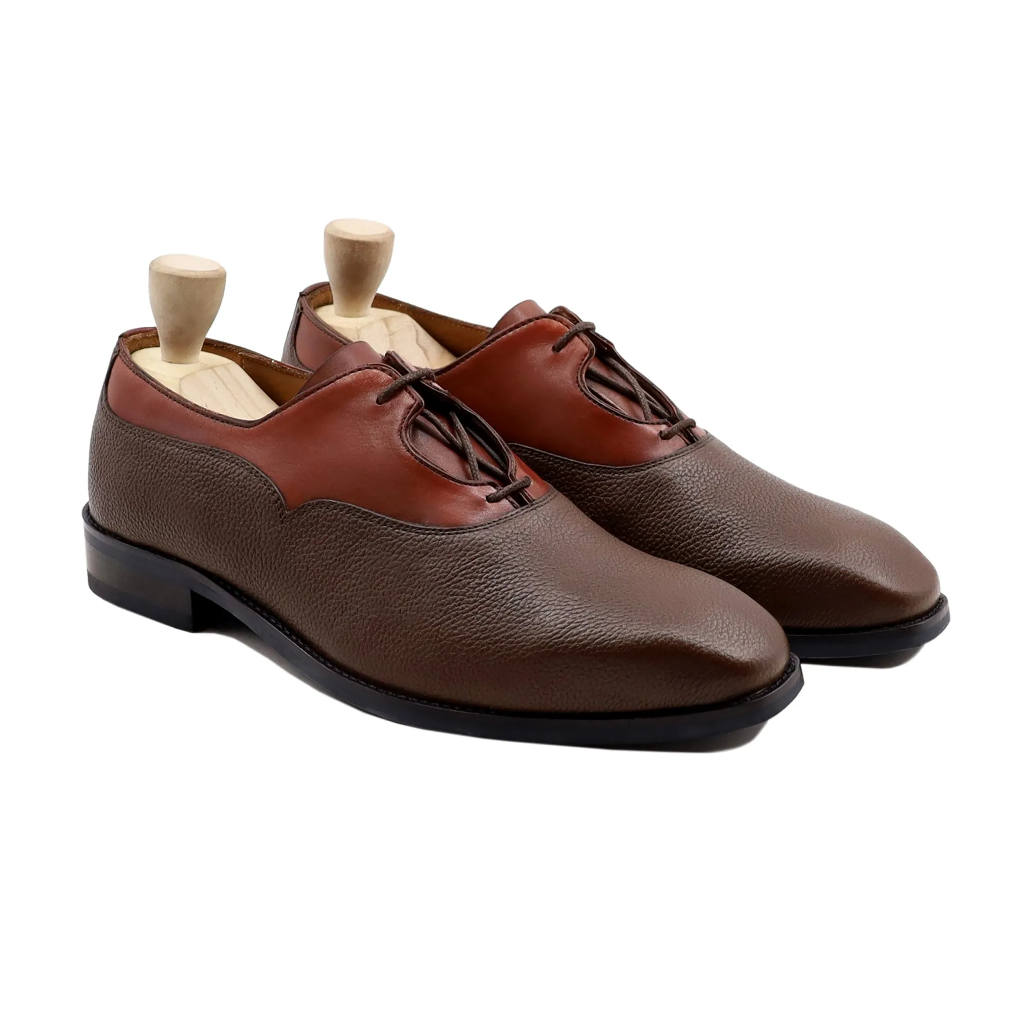 Pintxo - Men's Brown Calf and Pebble Grain Leather Oxford Shoe