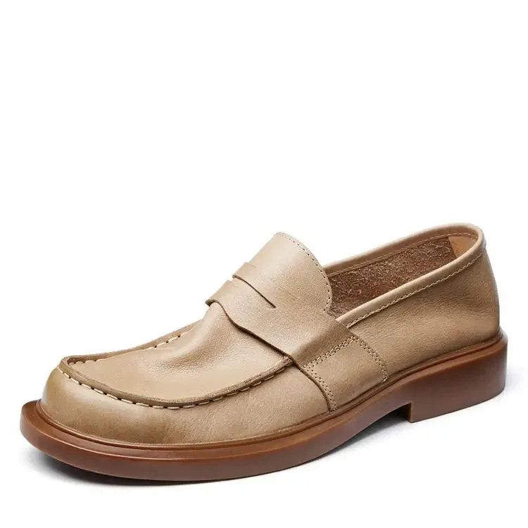 Solid Soft Genuine Leather Loafers