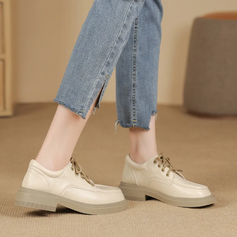 Women Minimalist Casual Soft Lace-up Loafers