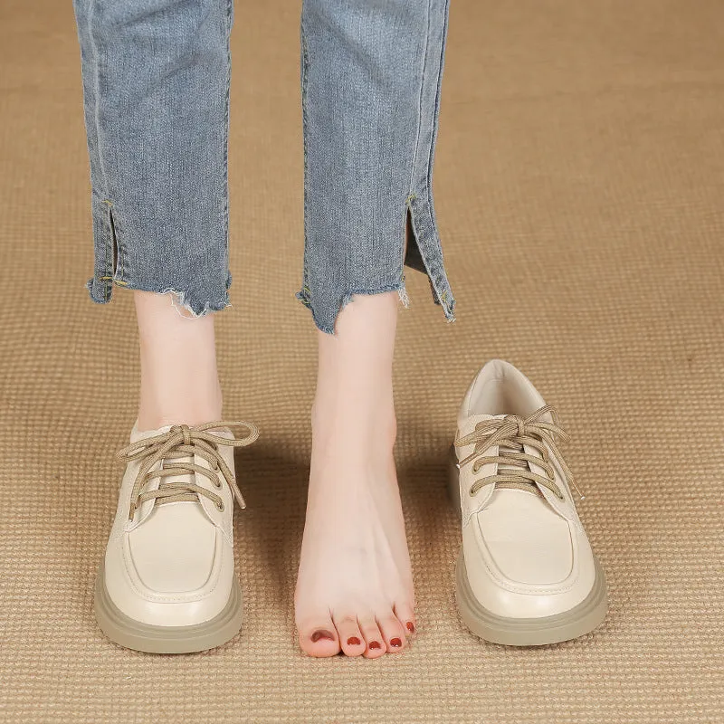 Women Minimalist Casual Soft Lace-up Loafers