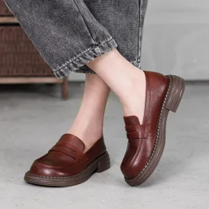 Women Retro Casual Minimalist Soft Leather Loafers