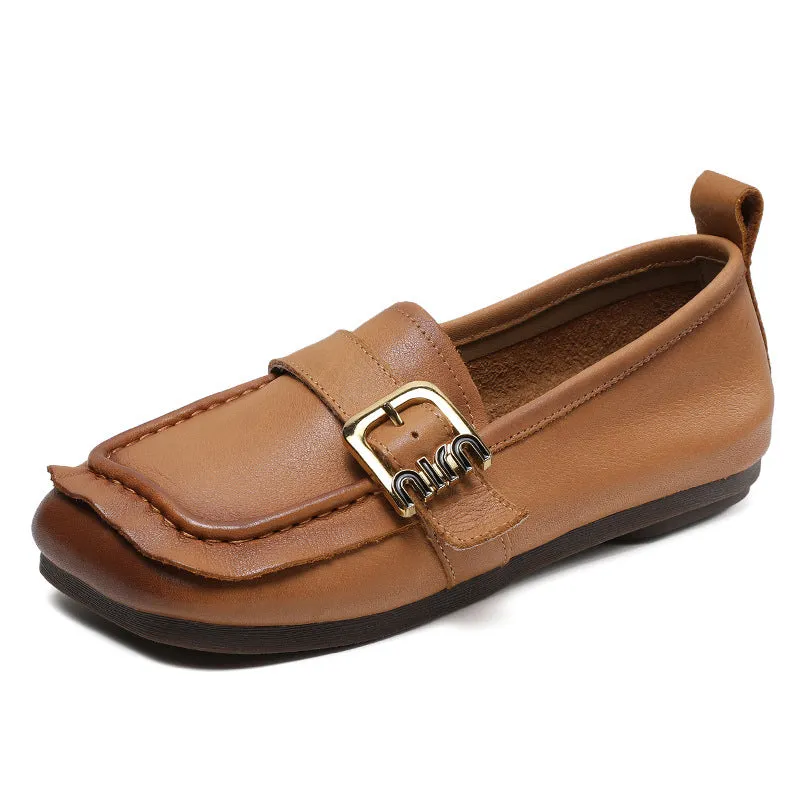 Women Retro Leather Soft Casual Loafers