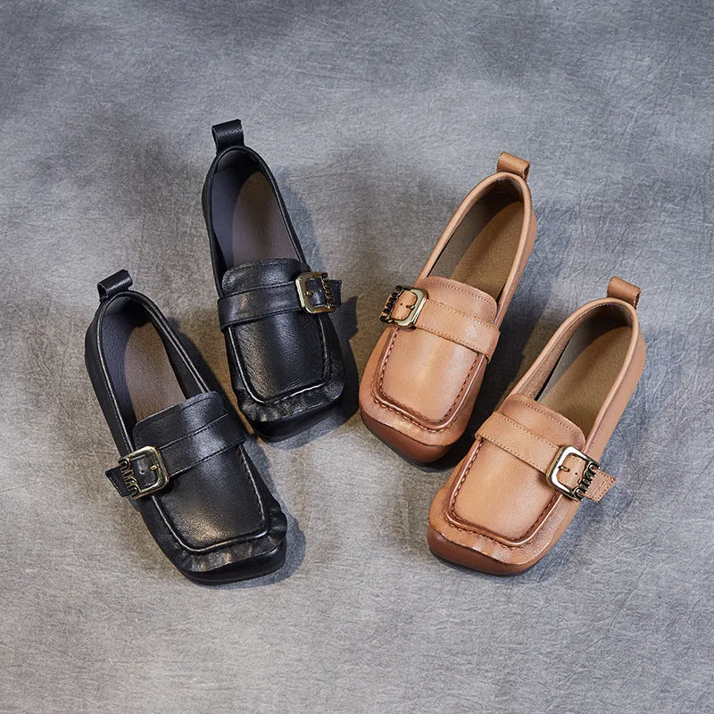 Women Retro Leather Soft Casual Loafers