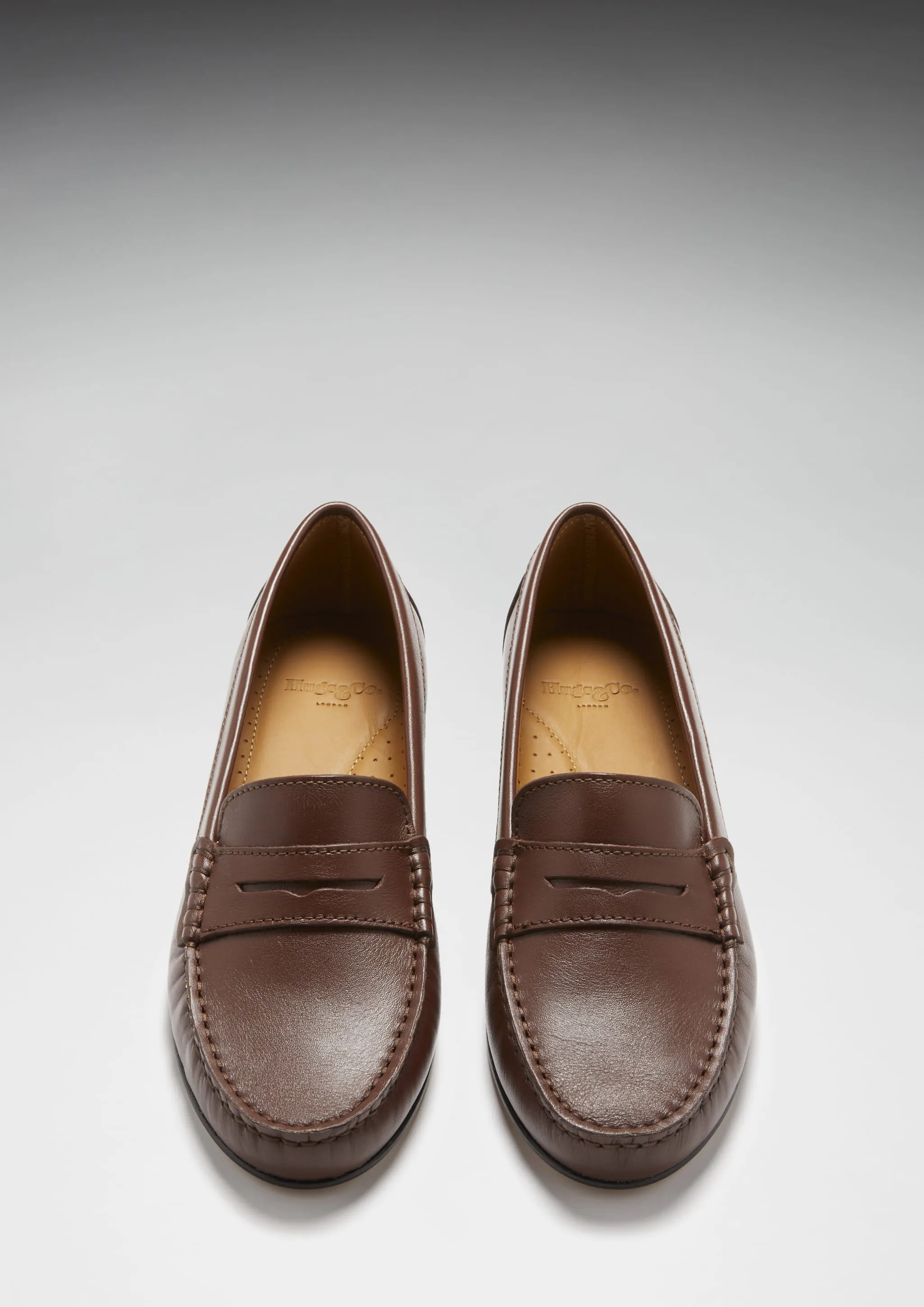 Women's Penny Loafers Leather Sole, brown leather