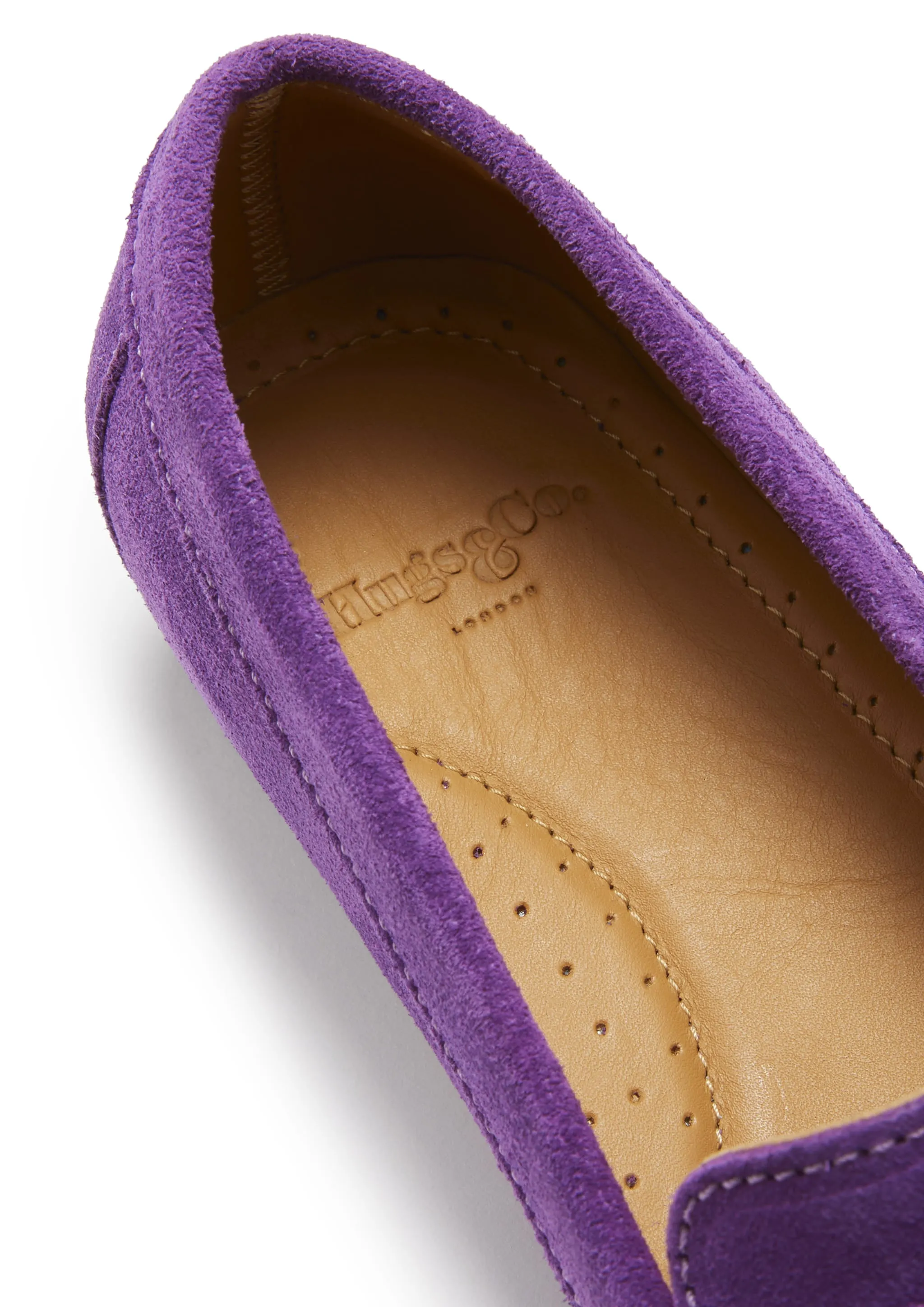 Women's Penny Loafers Leather Sole, purple suede