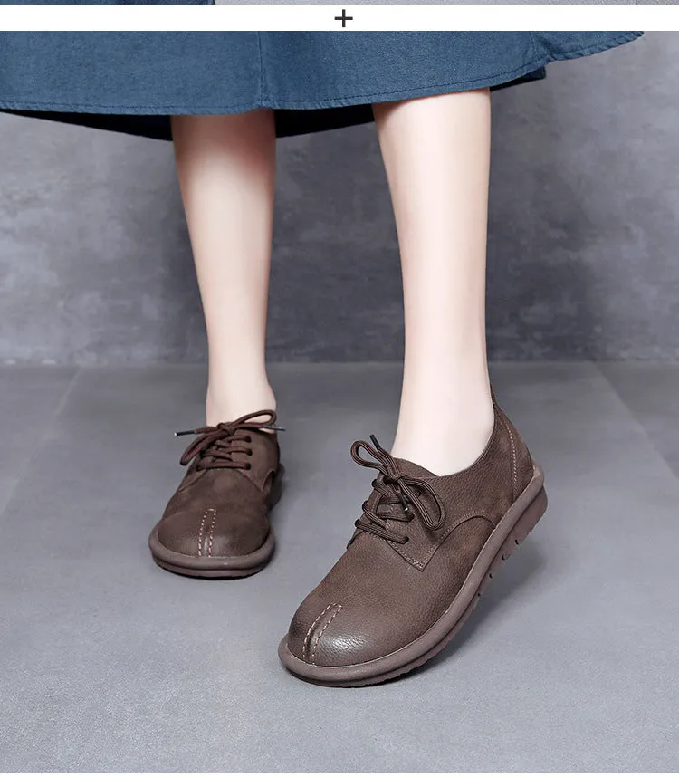 Women's Vintage Handmade Solid Soft Leather Casual Shoes