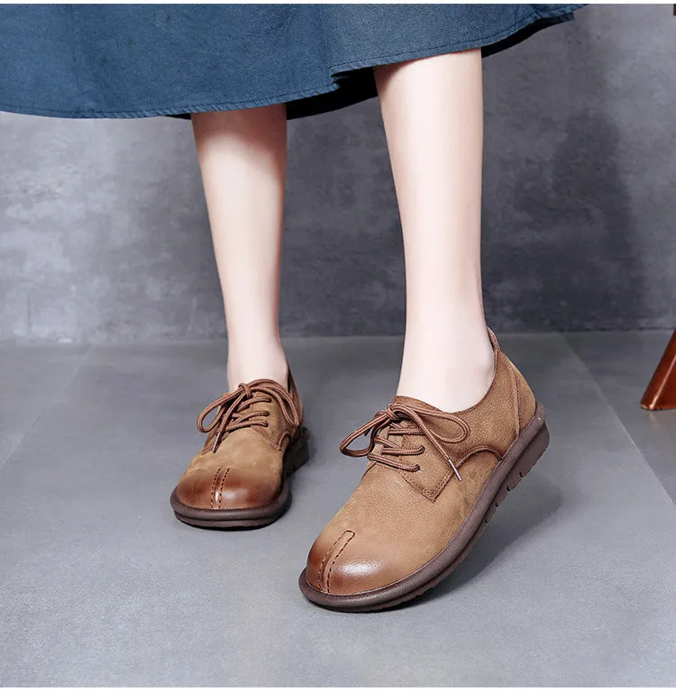 Women's Vintage Handmade Solid Soft Leather Casual Shoes