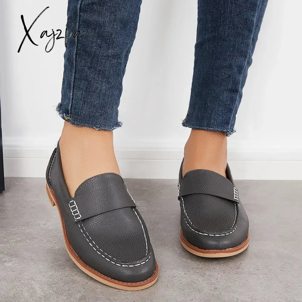 Xajzpa - Women's Retro Round Toe Loafers Casual Daily Flat Shoes