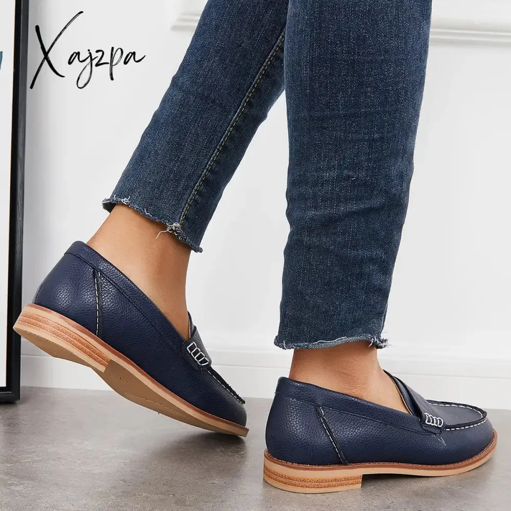 Xajzpa - Women's Retro Round Toe Loafers Casual Daily Flat Shoes