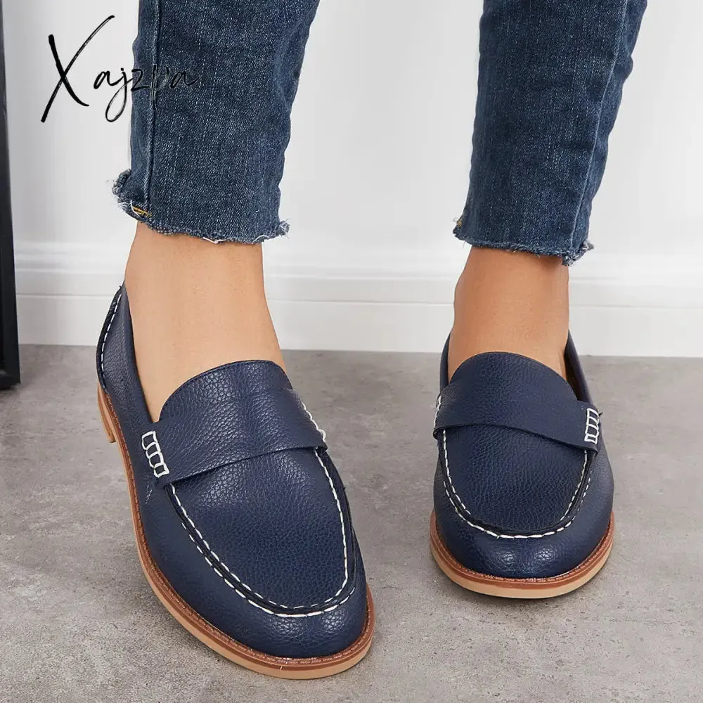 Xajzpa - Women's Retro Round Toe Loafers Casual Daily Flat Shoes