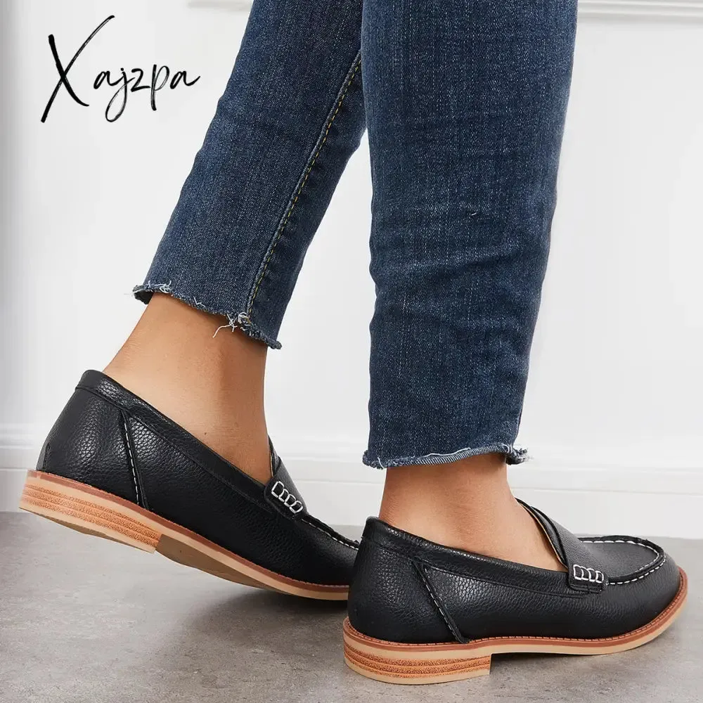 Xajzpa - Women's Retro Round Toe Loafers Casual Daily Flat Shoes