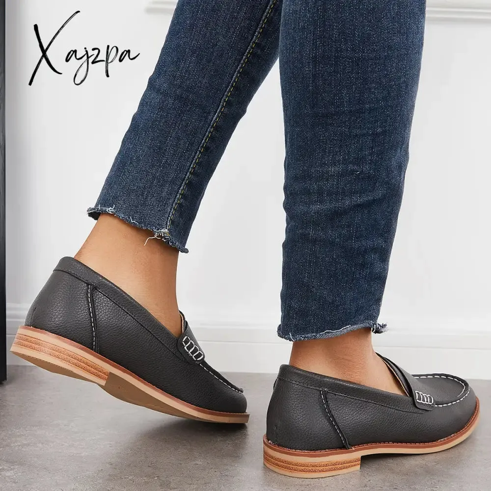 Xajzpa - Women's Retro Round Toe Loafers Casual Daily Flat Shoes