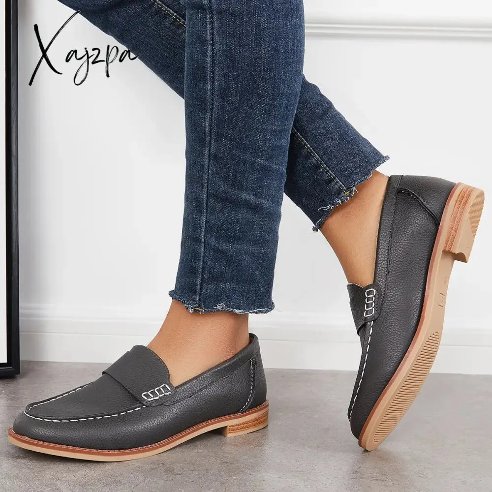 Xajzpa - Women's Retro Round Toe Loafers Casual Daily Flat Shoes