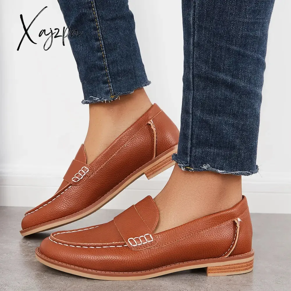 Xajzpa - Women's Retro Round Toe Loafers Casual Daily Flat Shoes