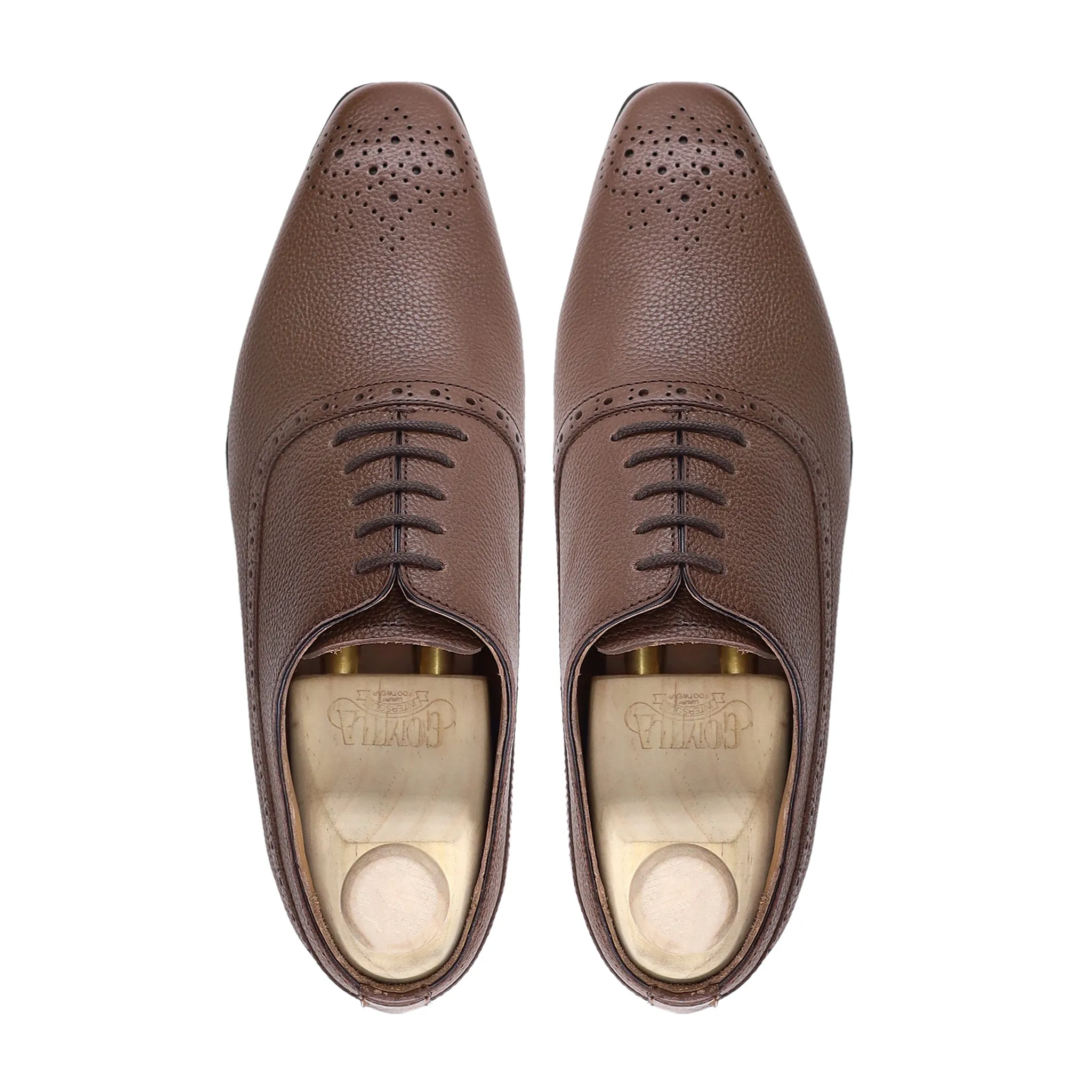 Yaretzi - Men's Brown Pebble Grain Leather Oxford Shoe